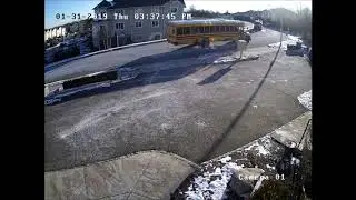 Child Stuck In Door Of Bus - Driver Unaware