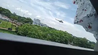 Helicopter go our front corridor.
