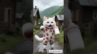 Cutest White Kitten Ever? 🍼☔ Watch Her Sip Milk in Strawberry Pajamas! 🍓