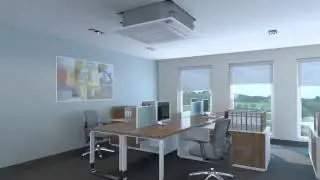 Ceiling Cassete Air Conditioner in an Office - 3D Animation