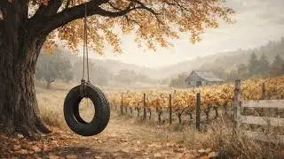 🍂 Cozy Home | Fall Vineyard Tire Swing | Autumn Calm & Nostalgia | Relaxing Screensaver