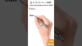 1+3+5+...+1000=? | tricks | sum of odd numbers from 1 to 1000 | number system | math#shorts#short