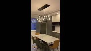 Bamled glazen hanglamp 8 lampen