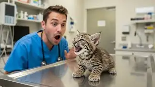 The Vet Froze When This Tiny Bobcat Made a Sound No One Expected