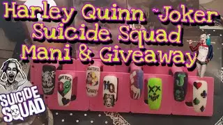 Suicide Squad Joker/Harley Quinn mani using MDU Stamping Plate & Giveaway