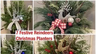 Switching Ribbons to a Christmas  Planters  Matching Holiday Decor - Reindeer  #christmasplanter 