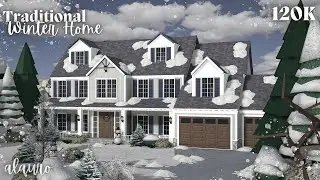 Traditional Winter Home - 120K Exterior - Bloxburg Speed Build