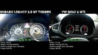 Subaru Legacy 2.5 GT Turbo  vs VW Golf 6 GTI // 0-100 km/h