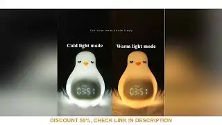 Silicone Penguin Night Light Electronic Alarm Clock Voice Control Rechargeable USB LED Night Lamp Fo