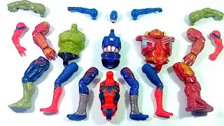 AVENGERS SUPERHERO..CAPTAIN AMERICA vs HULK SMASH vs HULK BUSTER vs RED SPIDERMAN.. 