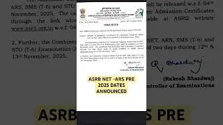 Exam date ASRB 2025 📚#examdate #asrbnet #asrbnet2025 #ars #motivation #studytips #exam #success