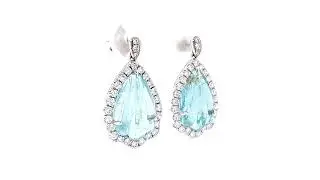 Seashell Aquamarine and Diamond Platinum Earrings | Fei Liu Fine Jewellery