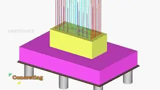 Bridge pier reinforcement /pier foundation and pier cap rebar /3d animation of pier construction 🏗️