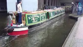 The Canal Boat's Lock in Use - Birmingham Canal, UK