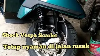 Pasang shockbreaker tabung Scarlet di Vespa klasik