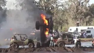 Iron Horse Mud Ranch 3-5-2017; Green Truck on Fire