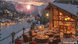 Cozy Holiday Winter Porch Ambience - Jazz Music & Firework for New Year 2026 to Create Cheerful Mood