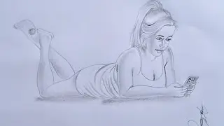 Hot girl hand holding mobile phone ll beautiful girl pencil drawing esay step by step 