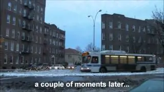 Buses Driving Through Dirty Snow on Kings Highway