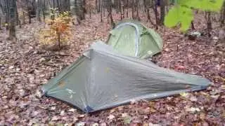 Wild woodland Camping in stormy November weather
