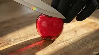 Knife Slices Glass Apple ASMR😴✨
