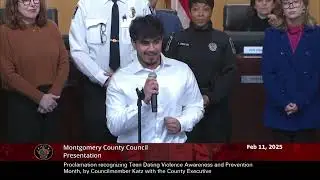 Proclamation recognizing Teen Dating Violence Awareness and Prevention Month, by CM Katz with the CE