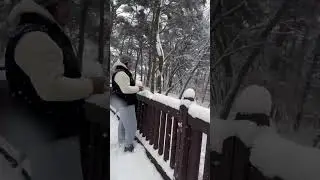 Standing on a snowy bridge #korea #1billion #lanscape #nature #winter #snow #sports