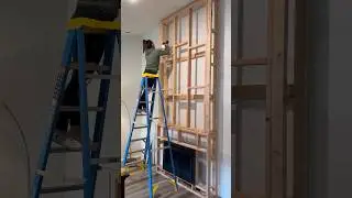 DIY fireplace framing for living room renovation! #framing #fireplace #diyfireplace #livingroomdecor