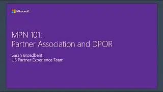 MPN 101 Community call: Partner Association and DPOR
