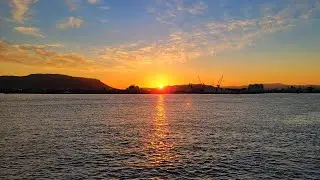 4K - Silent Sunrise Walk in Japan 🌅 Takamatsu Harbor and Seto Inland Sea Morning Walk