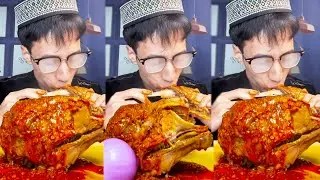 ASMR Mukbang | sheephead eating show | Eating a whole braised sheep's head is so satisfying!