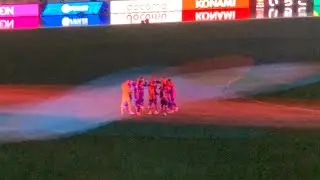 FC東京対ガンバ大阪 国立競技場Jリーグ初開催 選手紹介 ユルネバ 選手入場 花火と青赤照明のド派手な演出