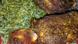 Cassava leaf dry rice with fish fried in red oil