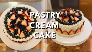 Fresh Fruit Pastry Cream Cake Recipe | Bakery Worthy Vanilla Sponge with Whipped Cream and Berries