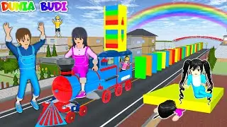 Yuta Mio Jadi Supir Kereta Penyusun Balok Rainbow Raksasa | Baby Celine Jatuh Ketimpa Balok 😱