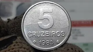SORTUDO VOC&Ecirc; TEM ESSA MOEDA ESCASSA? 5 CRUZEIROS ANO 1985 OLHA O VALOR $ 30 A 45 REAIS 💰 DEUS &Eacute; FIEL