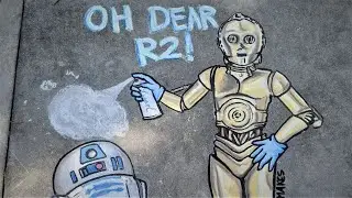 R2D2 and C3PO Chalk Drawing Timelapse