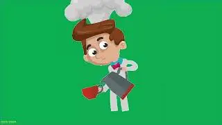 Green Screen Vector Cartoon Cheff Character