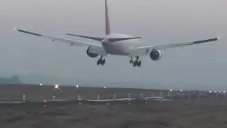 777-200 landing on RWY10 Poznan Lawica Airport