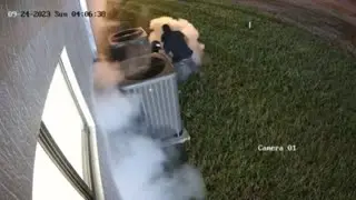Surveillance video of thieves stealing an AC unit from a Miami-Dade church