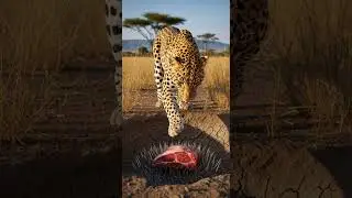 leopard try to get the meat Epic moment in the jungle #animals #funny #nature