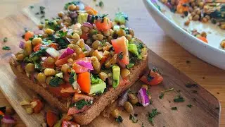THE BEST VEGAN BREAKFAST SANDWICH - LENTIL BRUSCHETTA THAT'S LOADED WITH PLANT BASED PROTEIN!