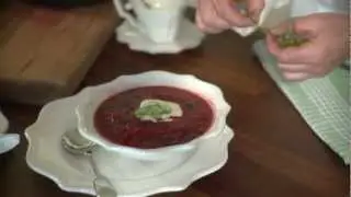 Starter for Sykora's Christmas Dinner: Borscht and savoury cheesecakes