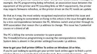 Dell Printer offline Issue