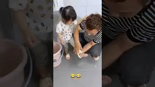 Slippery Bathroom Fail 😂 Baby Runs Too Fast & Dad Babysitting Struggles | Funny Family Moments