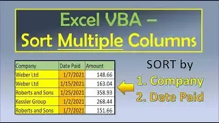 Excel VBA Сортировка нескольких столбцов