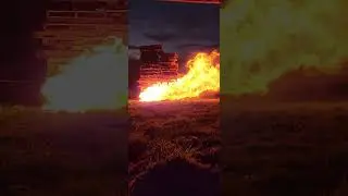 Big Bonfire at the Fruitland Museum In Harvard - Fire Time! - Drums Playing