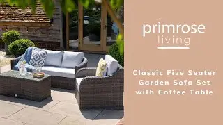 Classic Rattan 5 Seater Garden Sofa Set with Coffee Table in Stone by Primrose Living