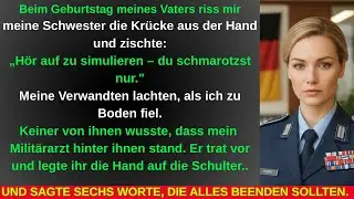Auf Papas Geburtstag riss mir meine Schwester die Krücke weg und schrie 'Hör auf zu simulieren!'