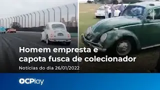 V&iacute;deo: Homem empresta e capota fusca de colecionador em SP
